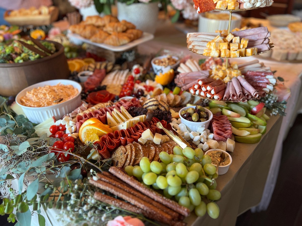 Colorful charcuterie and food spread for festive gathering