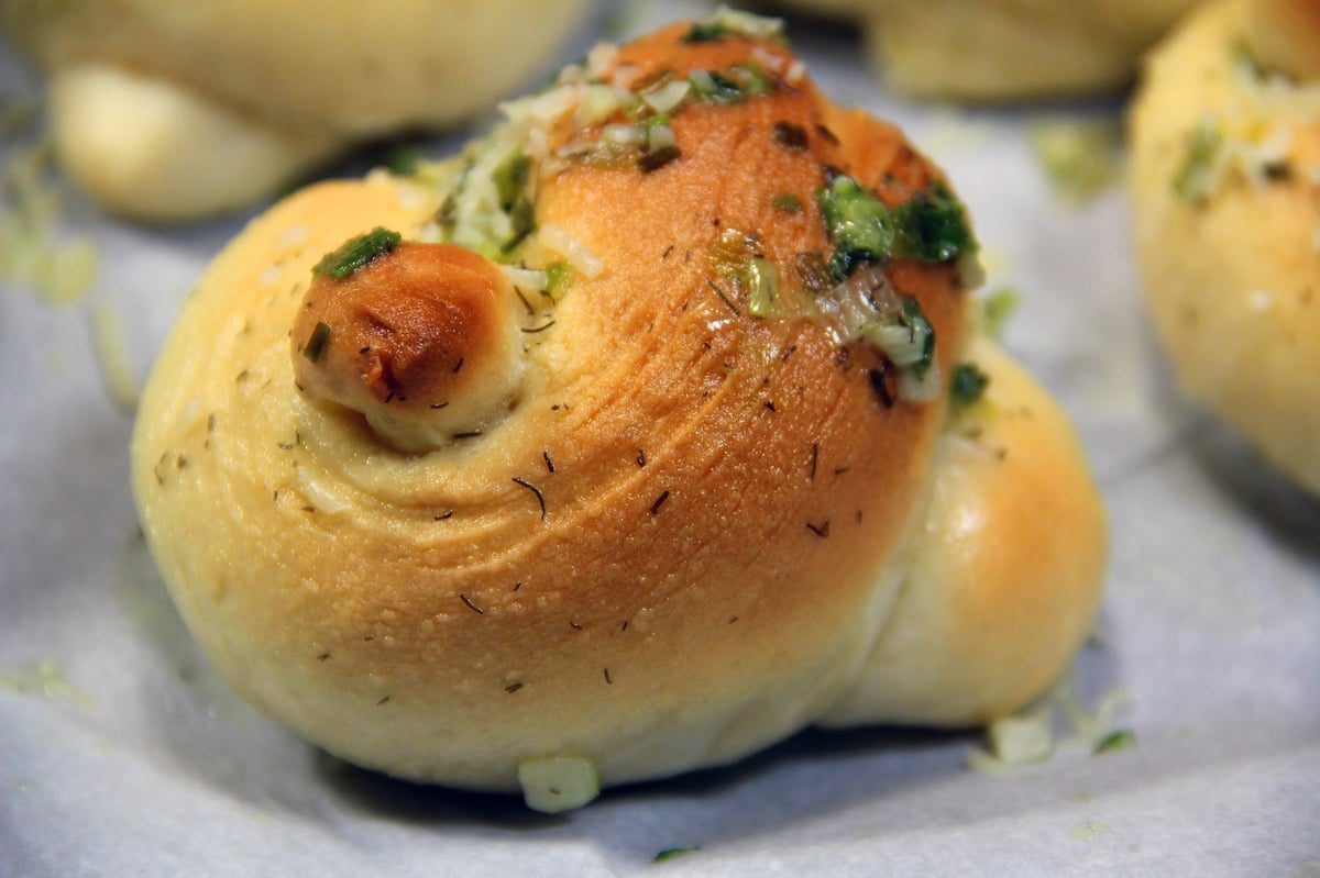 Freshly baked homemade garlic knot